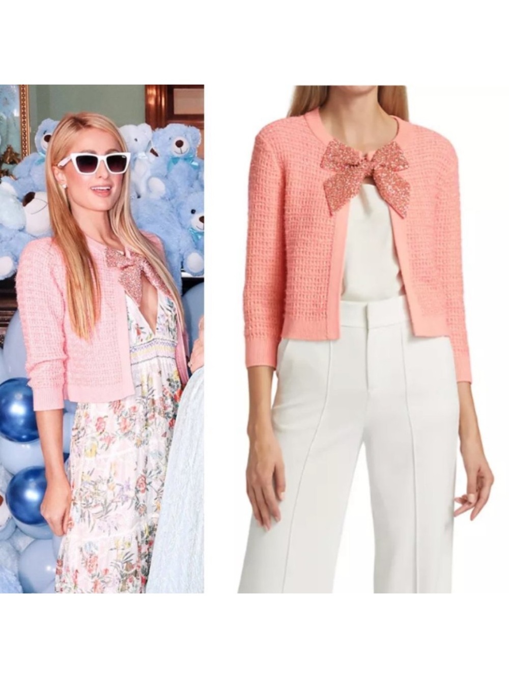 NWT Alice + Olivia Akira Embellished Bow Cardigan Sweater XS